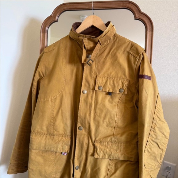 Men's Tan Jacket with Contrast Funnel Collar - Picture 5 of 8